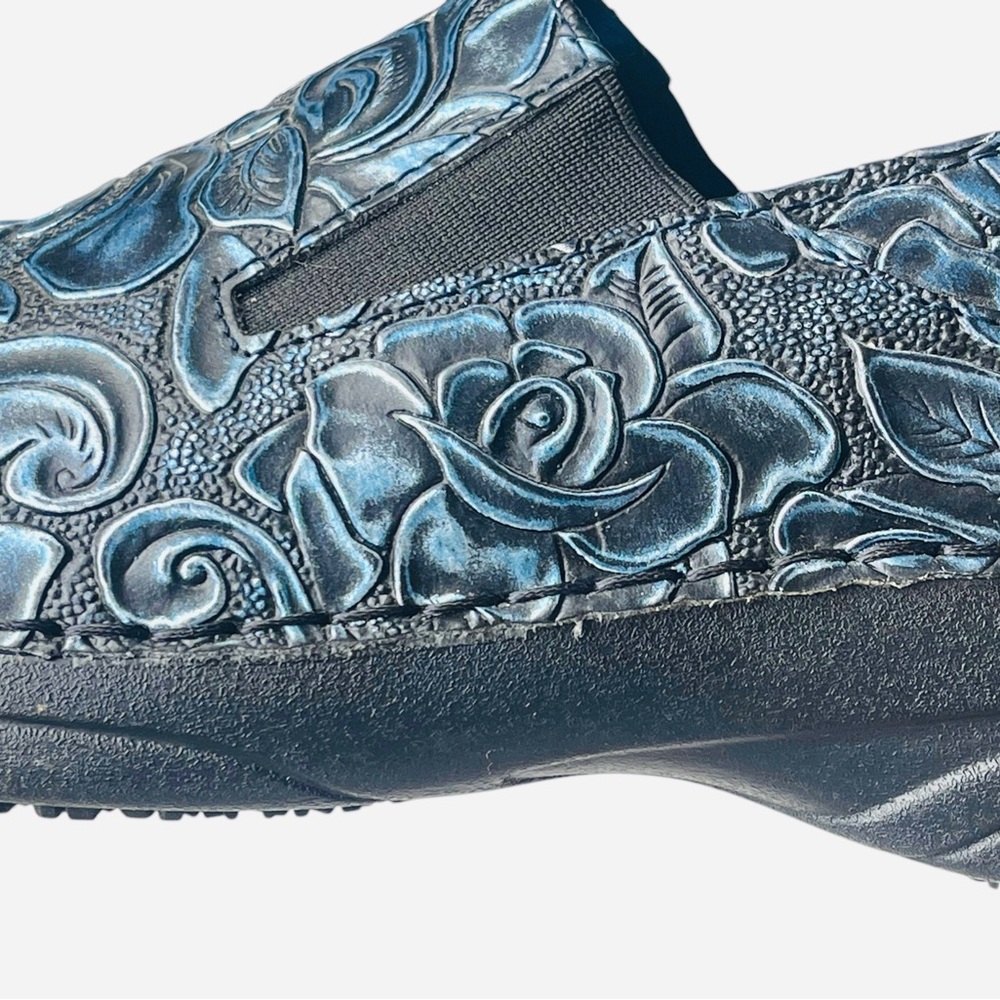 Spring Step Manila Slip On Comfort Shoe Hybrid Blue Floral Tooled Leather Sz 8.5 - Picture 5 of 12